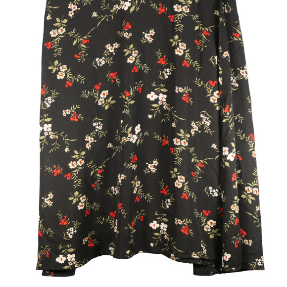 Black Floral Midi Dress Womens Size XXL Sheath Off Shoulder Spaghetti Strap - Picture 6 of 8